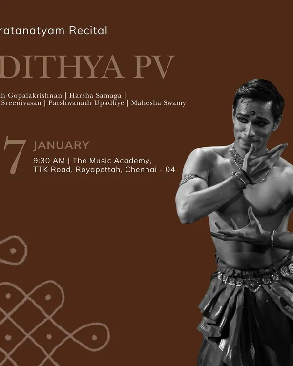 The poster for my Bharatanatyam recital at The Music Academy in Chennai. Performing during the Margazhi season is a special feeling.