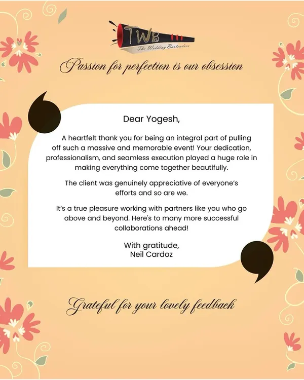 We are so grateful for such wonderful feedback. Words like these inspire us to continue raising the bar and delivering seamless, professional, and memorable experiences for our clients and partners.