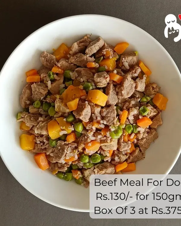 Our Beef Meal is packed with chunky beef, sweet potato, carrots, and peas. It's a hearty, high-protein option perfect for active adult dogs and growing puppies.