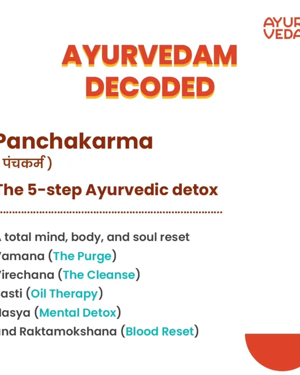 This is Panchakarma, our signature 5-step Ayurvedic detox program. It's a comprehensive mind and body reset designed to address the root cause of imbalances, not just the symptoms.