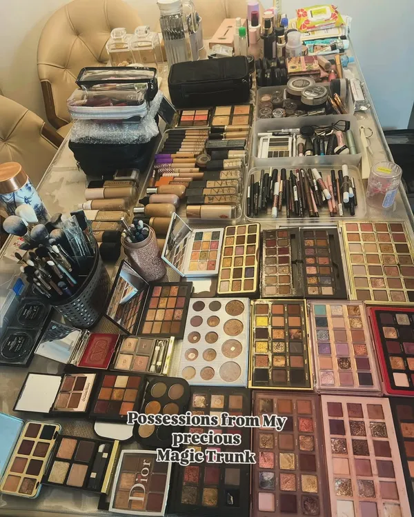 Possessions from my precious Magic Trunk. This is a look at the wide array of high-end and professional-grade products I use to create customized, long-lasting looks for my clients.