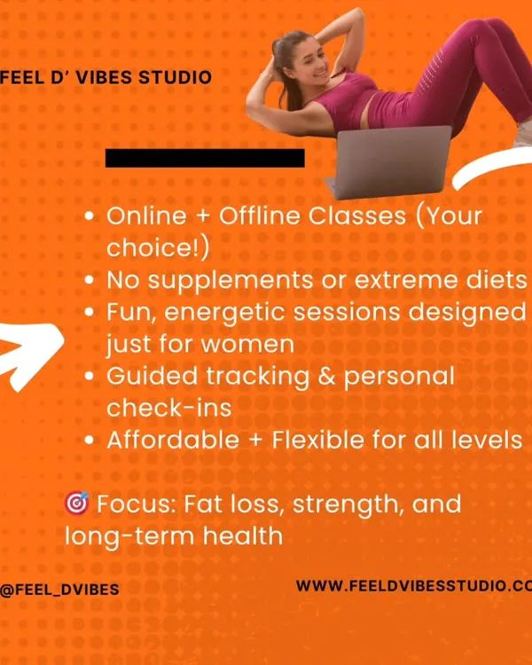 Our program is designed for women, offering both online and offline classes. We focus on fat loss, strength, and long-term health with fun, energetic sessions and guided tracking.