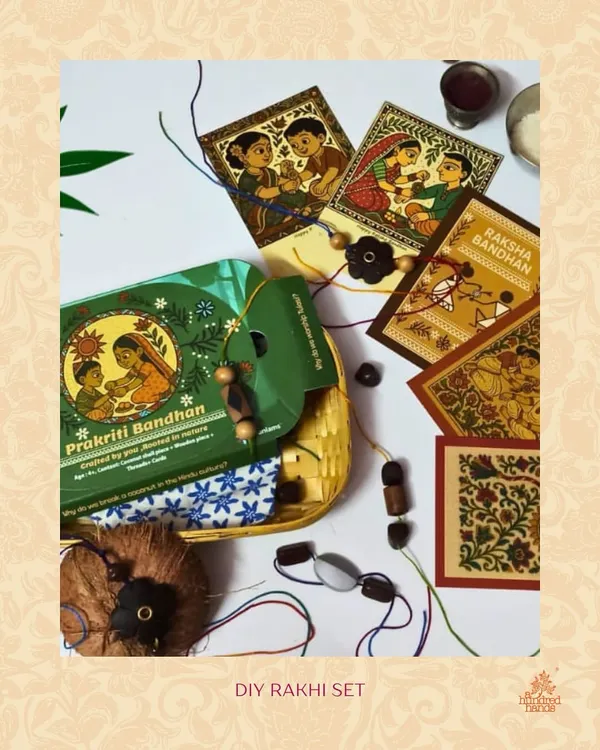 This Rakhi, tie a thread of love that's as real and authentic as your bond. This DIY Rakhi set is crafted with heart, perfect for a handmade celebration.