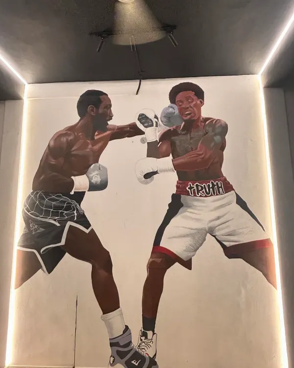 This mural on our wall says it all. We are inspired by the greatest fighters, like Crawford and Spence. This is the standard of excellence we strive for.
