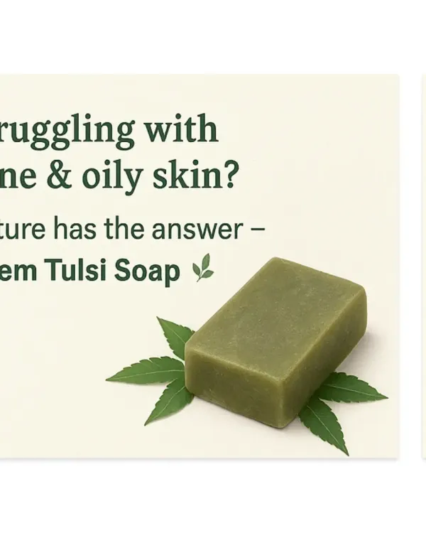 If you're struggling with acne and oily skin, nature has the solution. My Neem Tulsi soap is specifically designed to tackle these issues using the antibacterial and oil-controlling properties of these powerful herbs.