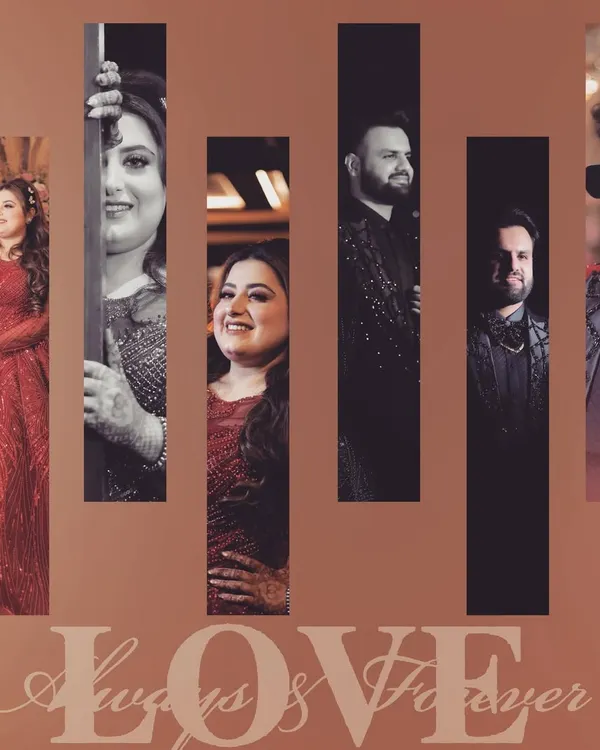 A beautiful collage capturing the love and joy of a wedding day. The "Love Always & Forever" theme is perfect for telling the story of the couple's journey.