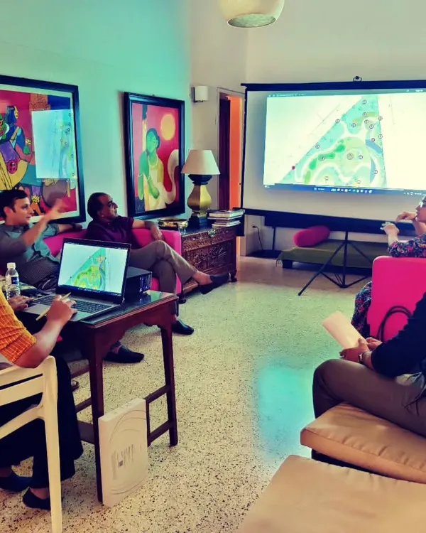 My team and I presenting a new design within a building designed by the great Charles Correa. My process involves deep research and respect for the architectural context, ensuring new designs are in thoughtful dialogue with their surroundings.