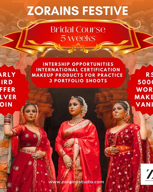 Announcing our festive offer for the 5-week Advance Bridal Course. This is an all-inclusive program with guaranteed internship, international certification, and a complete makeup vanity worth Rs 50,000.