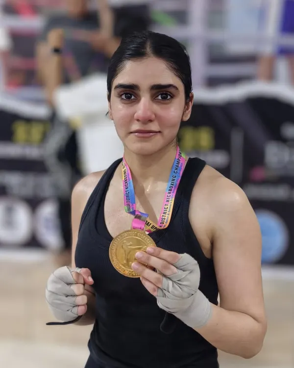 This is what hard work looks like. A gold medal from the Mumbai district kickboxing tournament, earned through pure dedication and powerful striking.