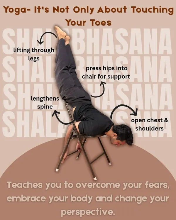 This is what we mean when we say yoga meets you where you are. Using a chair for Shalabhasana (Locust Pose) isn't a modification, it's an exploration. It teaches you how to lengthen your spine, open your chest, and build strength, proving that the benefits of yoga are not dependent on flexibility.