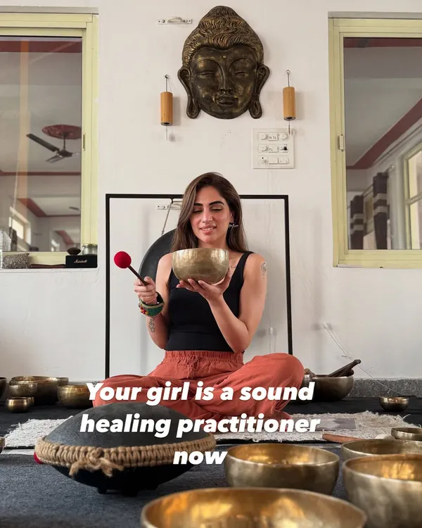 Welcome to my practice. As a sound healing practitioner, I use tools like this singing bowl to guide you toward a state of calm. The sound frequencies are designed to help your mind and body unwind.