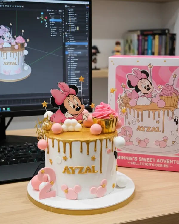 I can bring any image to life. This cake was designed to perfectly match the customer's provided picture of a Minnie Mouse cake.