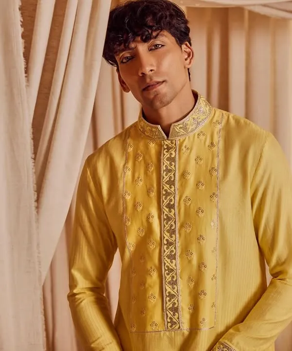 A close-up of my grooming work for designer Kunal Anil Tanna. The focus is on clean skin and subtly defined features to give the model a sharp, polished appearance for this ethnic wear lookbook.