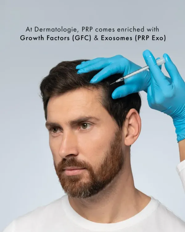 For my patients, I offer advanced PRP formulations that are enriched with Growth Factor Concentrate (GFC) and Exosomes. This enhancement boosts the regenerative signals sent to the hair follicles, yielding more significant and faster results for hair restoration.