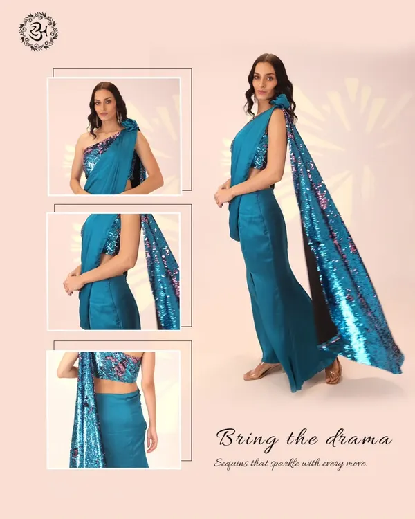 This is where modern design meets timeless elegance. I designed this sequined drape dress for the woman who loves to make an entrance. It's the perfect statement piece for cocktail nights and celebrations, crafted to ensure all eyes are on you.