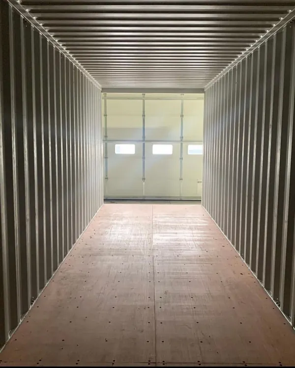 This is the clean, expansive interior of a fresh high-cube container. The pristine condition and vast space make it perfect for secure storage or as a blank slate for a custom conversion project.