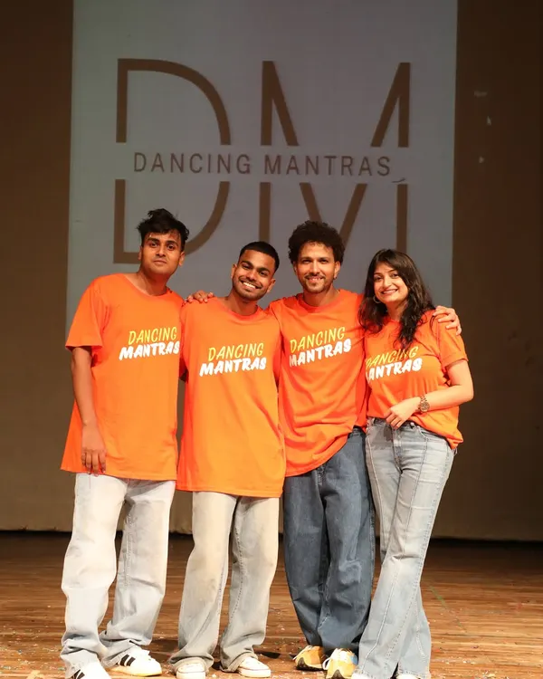 Orange never looked this good! This is us, the core instructor team, full of energy after a fantastic show. This is what Dancing Mantras is all about.