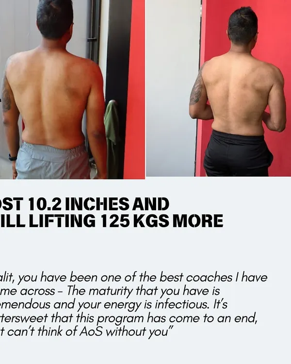 Results from our 60-day Stren-X program. This client lost 10.2 inches while adding 125 kgs to his lifts. This is the power of a program that integrates intelligent training with solid nutrition.