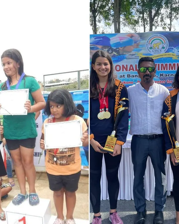 A proud moment for our academy, with two of our swimmers becoming individual champions at a national meet. Their trophies are a symbol of their incredible achievement.