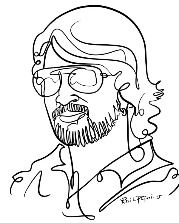 This is a minimalist line art portrait I created for the birthday of Kiccha Sudeep sir. This style uses a single, flowing line to capture the likeness, making it a modern and clean piece of art.