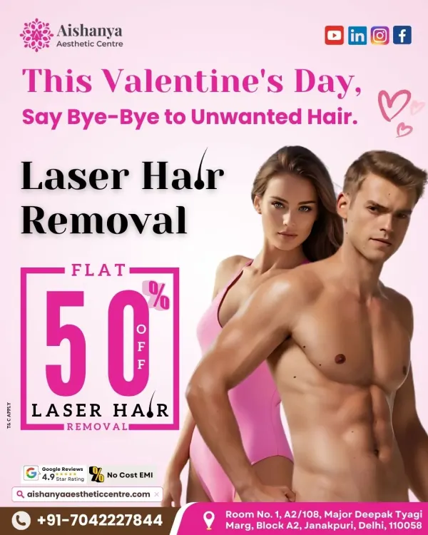 This Valentine's Day, give the gift of smooth skin. Our special offer on laser hair removal is perfect for both men and women looking for a permanent solution to unwanted hair.