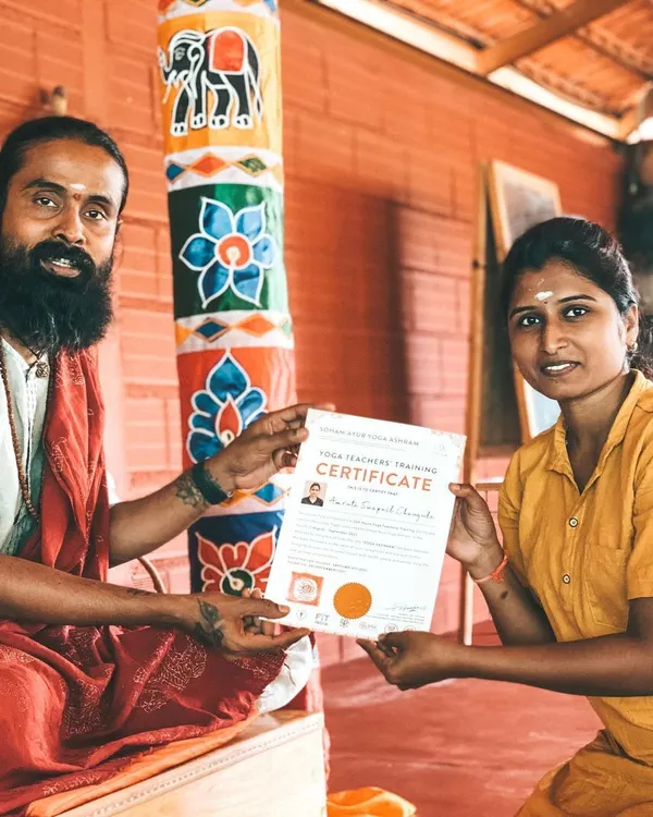 I am filled with pride as I present a new graduate with his Yoga Teacher Training Certificate. Each certificate represents a personal journey of dedication, growth, and the courage to step onto a new path.