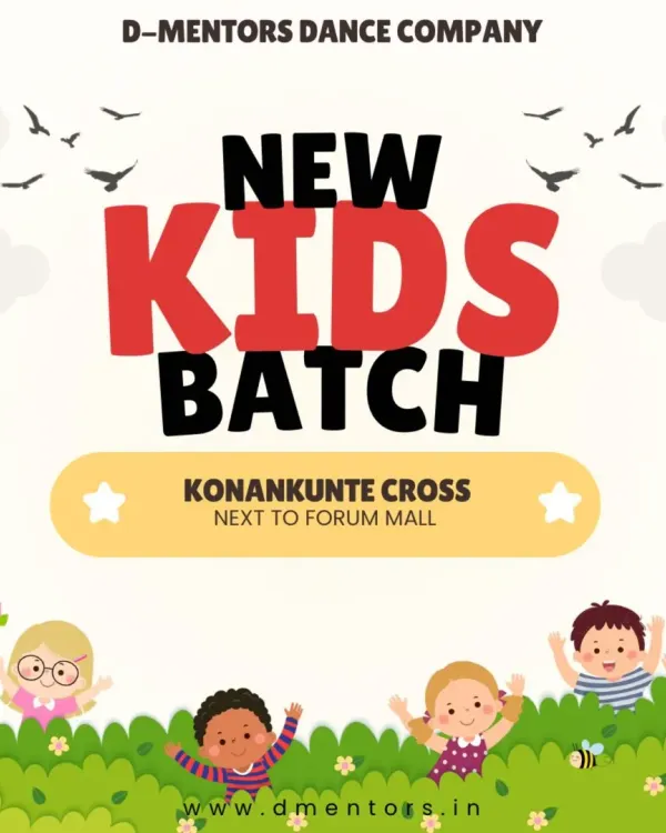 New kids' batch starting at our Konankunte Cross location. We offer level-based training in hip-hop and Bollywood for kids starting from 5 years old.