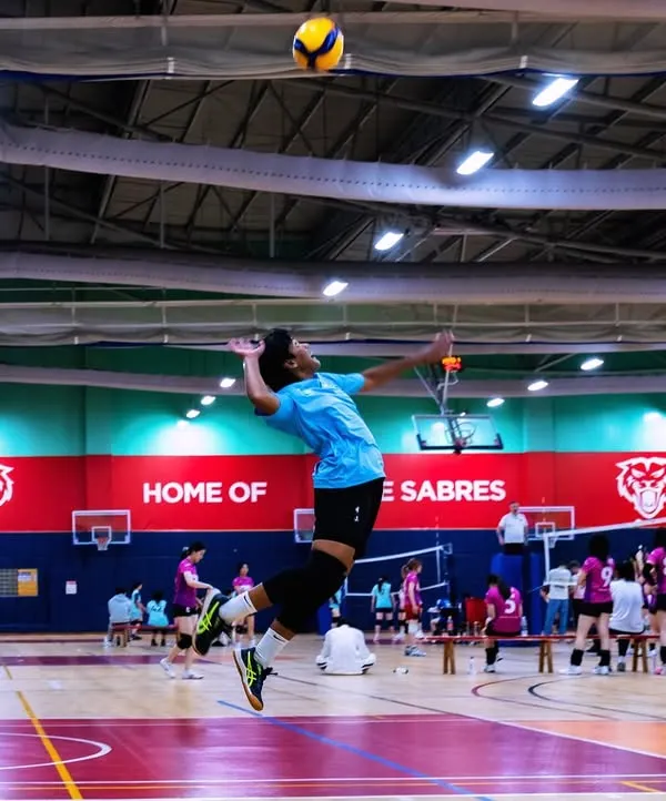 This is what we train for. A moment of pure focus and power during the final match in Shanghai, where our player goes for the winning spike.