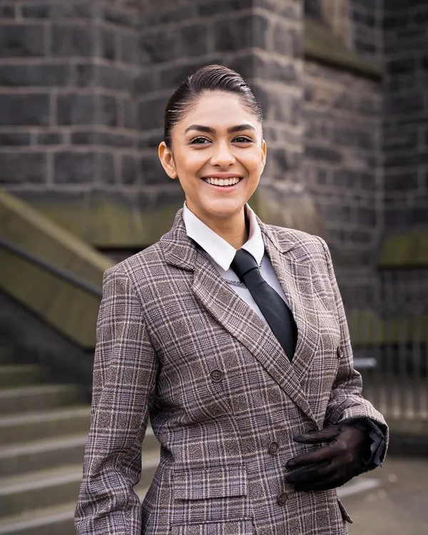 I love an androgynous moment. For a press conference at the Melbourne Film Festival, I styled Mrunal Thakur in this custom plaid suit from Label Manikananda. The look is sharp, powerful, and so chic.