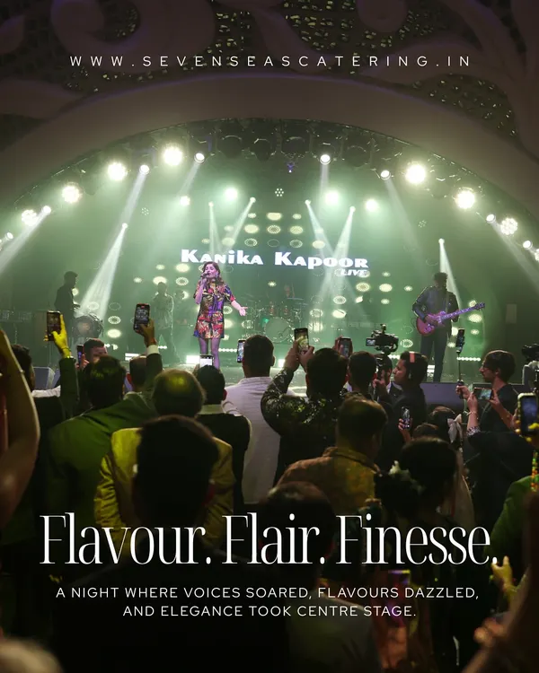 Flavour. Flair. Finesse. A night where voices soared, flavours dazzled, and elegance took center stage with a performance by Kanika Kapoor. We are proud to cater for events that feature India's top artists.