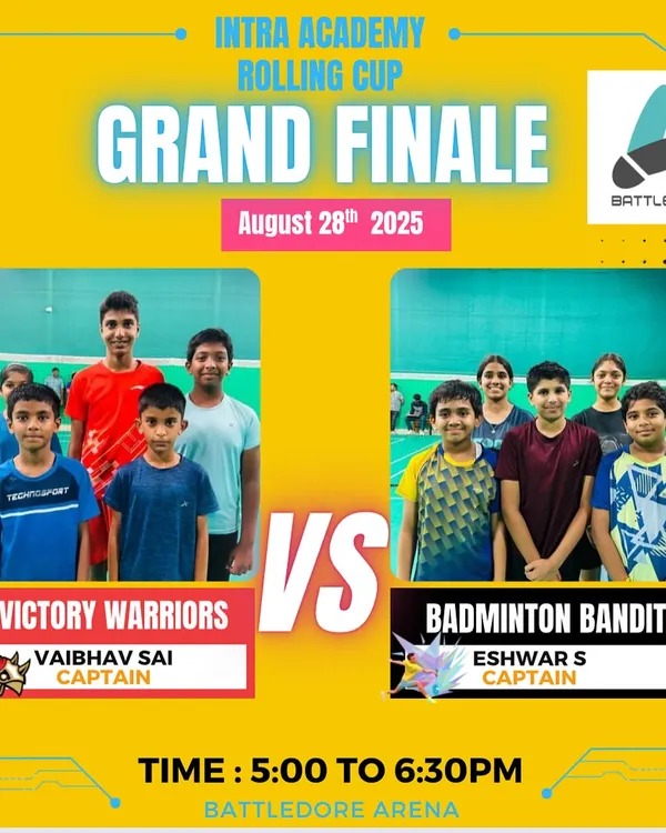 The Grand Finale of our Intra Academy Rolling Cup. The Victory Warriors face off against the Badminton Bandits in a highly anticipated team event.