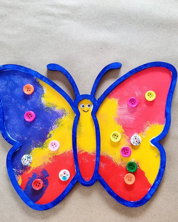 A sweet toddler came to the studio to make this colorful butterfly as a special gift for her aunt.