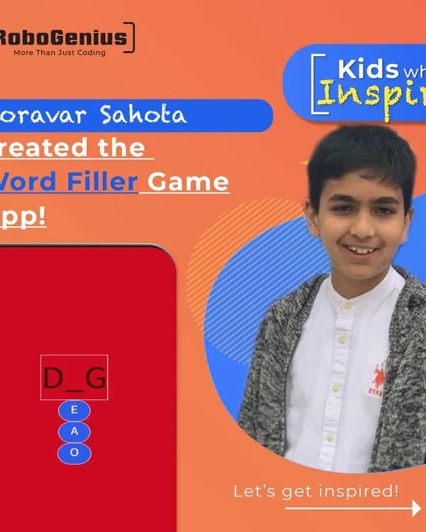 We believe in celebrating our students' achievements. Meet Zorawar Sahota, one of our inspiring young coders who designed and built the 'Word Filler Game App', a fun and engaging word puzzle. This is a perfect example of how we turn creative ideas into real applications.