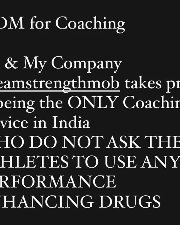 My stance on performance-enhancing drugs. Team Strength Mob is the only coaching service in India that does not ask athletes to use PEDs. We build strength through right training, nutrition, and recovery, not shortcuts.