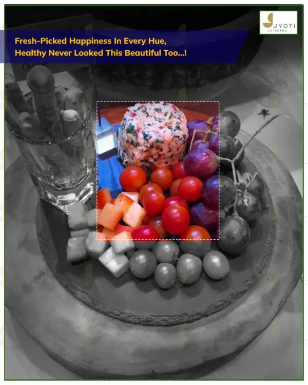 Fresh-picked happiness in every hue. A colorful fruit and cheese platter, artistically presented to show that healthy never looked this beautiful.