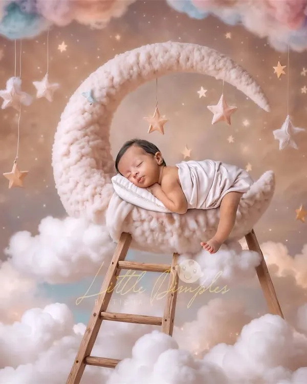 I love creating these dreamy, magical worlds for your little ones. This portrait uses a custom-designed moon prop and a beautifully edited sky to create a fairy-tale memory that you can treasure forever.