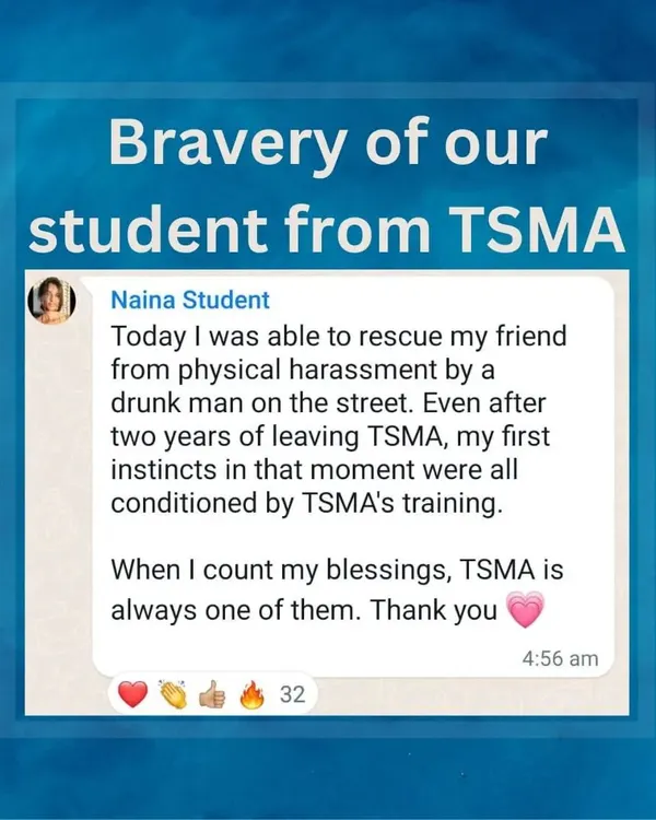 This is why we do what we do. A student of ours was able to use her training to protect a friend from a street assault, years after she had left the school. Our goal is to build instincts that stay with you for life, giving you the confidence to act decisively and effectively when it matters most.
