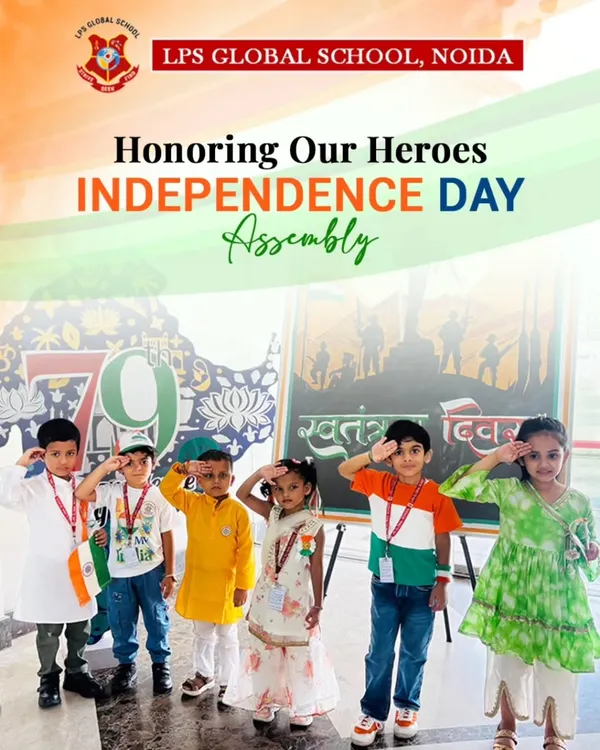 "Honoring Our Heroes." This poster for our Independence Day Assembly features our youngest students saluting the nation. We believe in instilling patriotism and respect for our heroes from the very beginning of their educational journey.