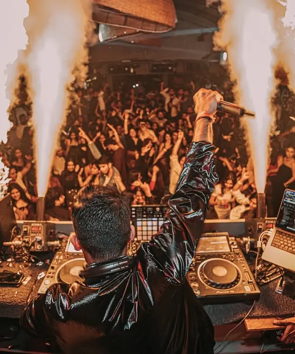 Commanding the crowd at De'orra Chandigarh. The energy in this city is always explosive, complete with fire and CO2 jets.
