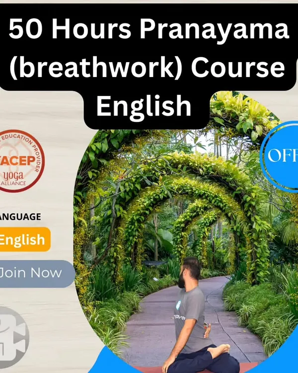 50-Hour English Pranayama Course: Dive deep into the science of breath with our comprehensive 50-hour course. Certified by the Yoga Alliance, this program is designed to give you a profound understanding of breathwork for holistic healing.