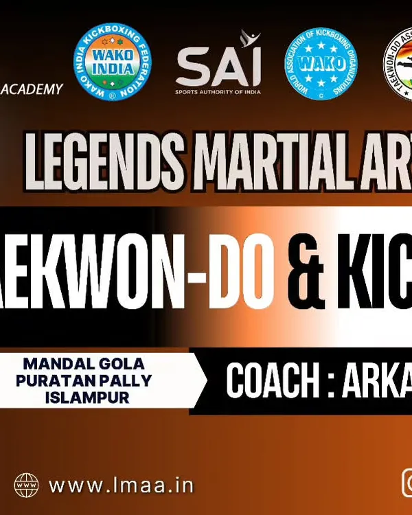 This banner represents my academy, Legends Martial Arts Academy, which is accredited by Khelo India and affiliated with WAKO India, SAI, and the ITF. This ensures the highest quality of training.