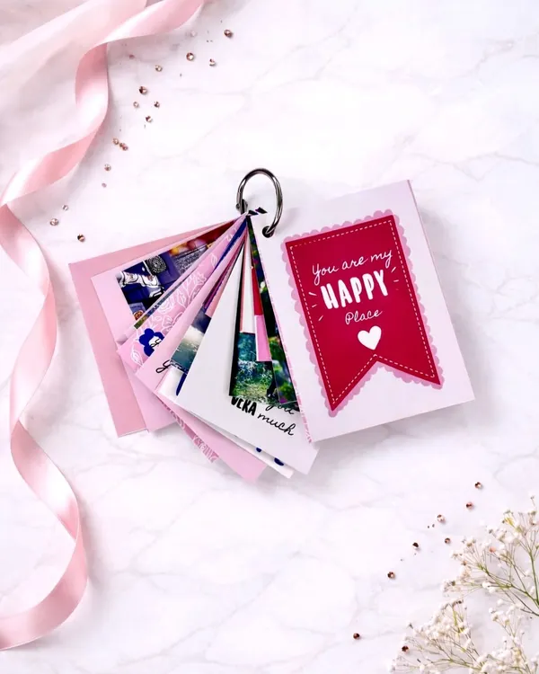A little bundle of your happiest memories. This mini tag photo album holds 9 of your favorite photos and can be customized to any theme. It's a compact and emotional keepsake.