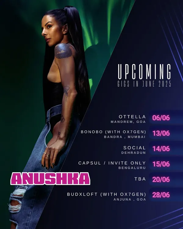 My upcoming gigs for June 2025. A month of shows in Goa, Mumbai, Dehradun, and Bengaluru. Can't wait to see you on the dance floor.