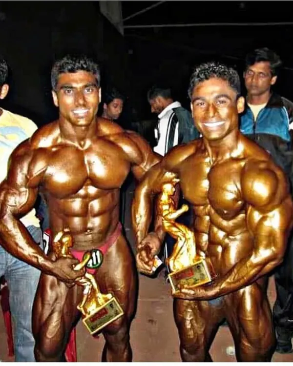 This photo is a throwback to the Satish Sugar Classic bodybuilding competition in 2010. That's me on the right, holding the trophy. This is a reminder of the long journey and the many stages I've competed on.