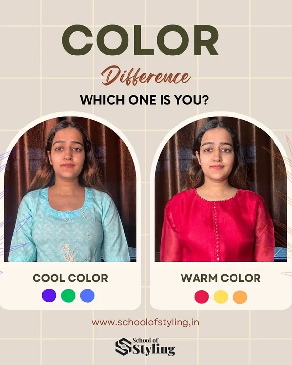 This image demonstrates the difference between cool and warm colors and how they affect your appearance. Understanding your personal color palette is the first step to building a wardrobe that makes you shine.