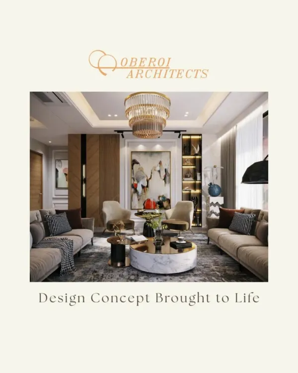 At Oberoi Architects, we craft luxury interiors from concept to completion. This image represents our promise to bring your design concept to life.