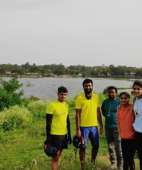 A happy group photo by the lake after our post-lockdown ride. It was great to be back on the saddle together.
