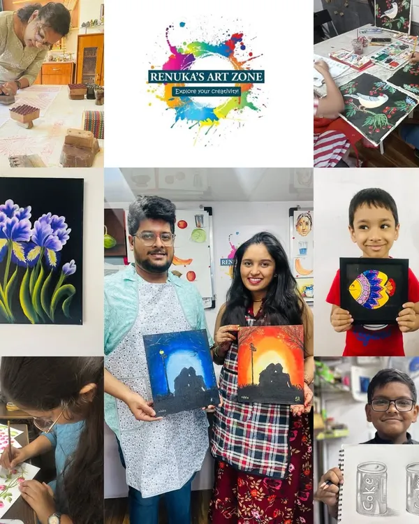 For 26 years, we've been a home for creativity. This collage captures the spirit of our studio, from young kids to adult couples, all exploring their artistic side.