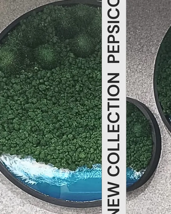 I was thrilled to create a Resin Ocean Collection for the PepsiCo building in Hyderabad. This project included six large-scale ocean artworks with moss detailing, bringing the tranquility of nature into a corporate space.