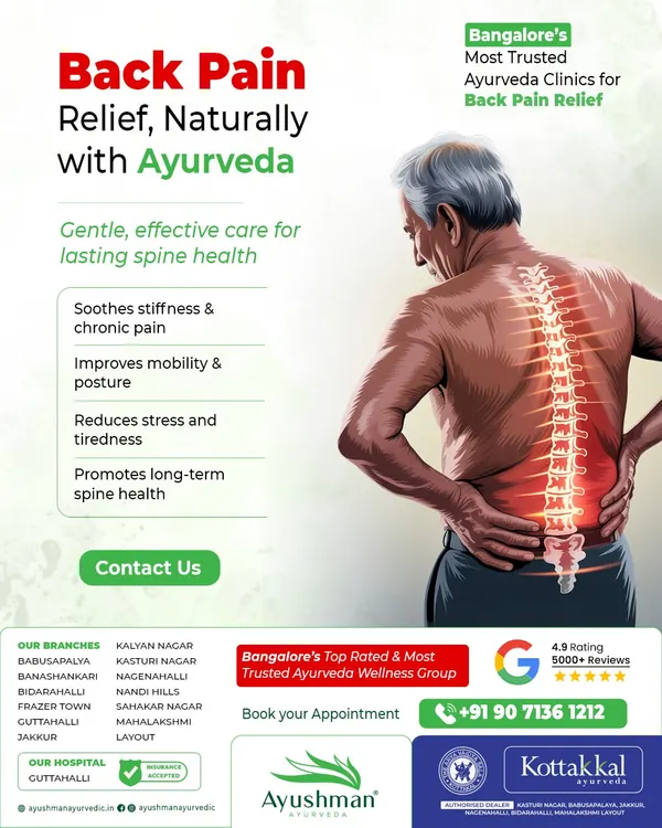 We are recognized as one of Bangalore's most trusted clinics for back pain relief. Our gentle and effective care soothes stiffness, improves mobility and posture, and promotes long-term spine health, helping you live a life free from chronic pain.